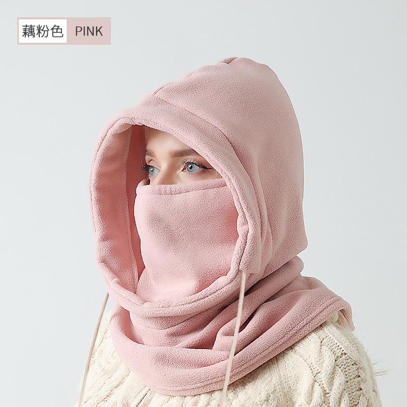 Unisex Winter Flannel Hood - Windproof Mask with Drawstring, Motorcycle Riding Headgea Warm Cap Cold Weather