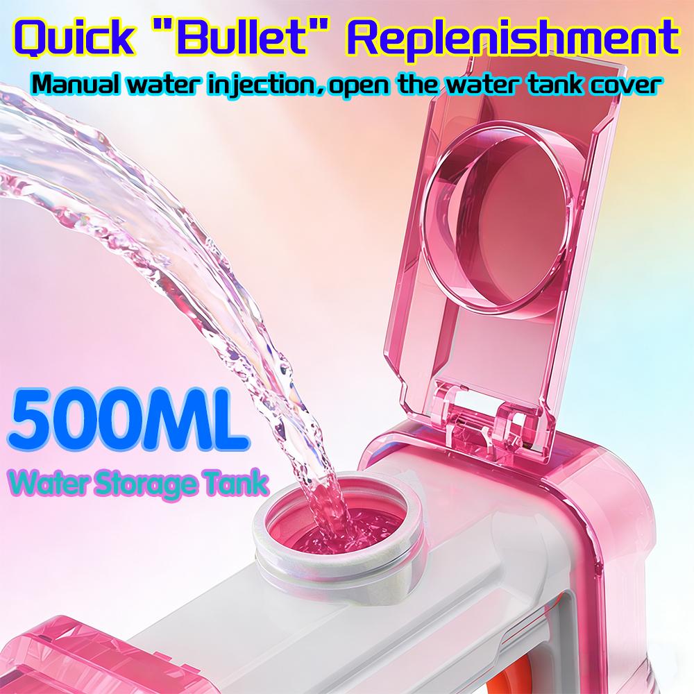 500Ml Electric Water Gun With Rgb Led Lights, Automatic Squirt Gun For Kids Adults, Summer Pool Party Outdoor Water Battle