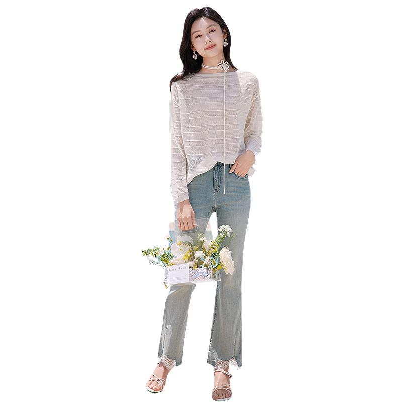 Women s Thin Knit Long Sleeve Pullover Top L
