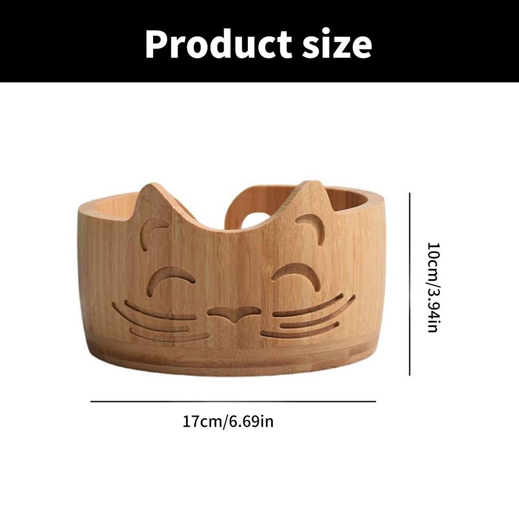 Knitting Bowl 17x10cm Wood Cats Shape Easy To Use for Mother Grandmom Craft Lovers Organizing Crochet Supplies