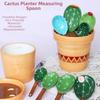 Ceramic Measuring Spoons Set with Base Baking Spoons Flower Pot Cactus Ornament  Powder Scoop