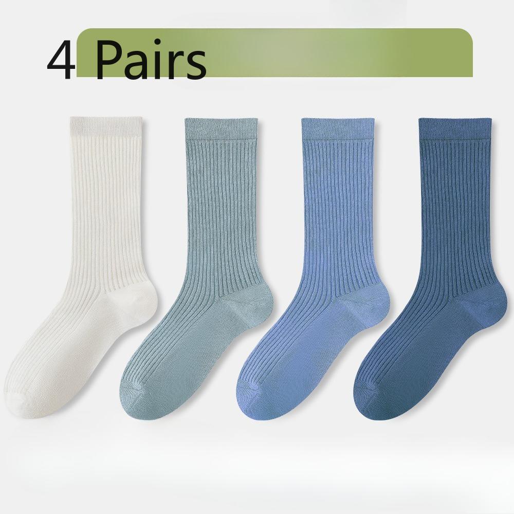 4 Pairs of Women's Summer Ultra Thin Cool Antibacterial Boneless Tube Stack Socks