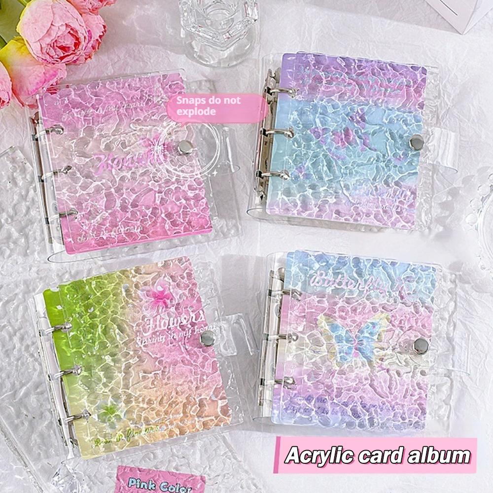 Sticker Book Transparent Mat Girl Binder Refill Clear Gradient Color Binder Book 12x11cm with 20 Sheets Per Mass Refills - Pink