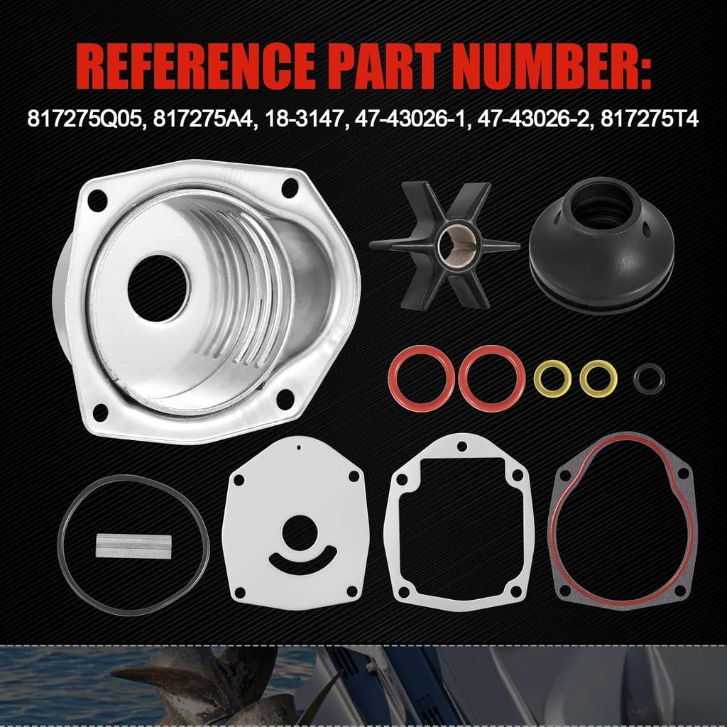 Water Pump Repair Kit Compatible With 1991- Mercury MerCruiser Alpha 1 Gen 2 Drives, Water Pump Impeller Repair Replace 817275A4 817275Q05 18-3147