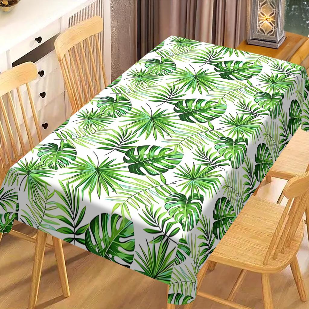 Tropical Palm Leaves Rectangle Tablecloth for Table Decor Summer Green Leaf Print Kitchen Dining Table Cloth Holiday Party Decor