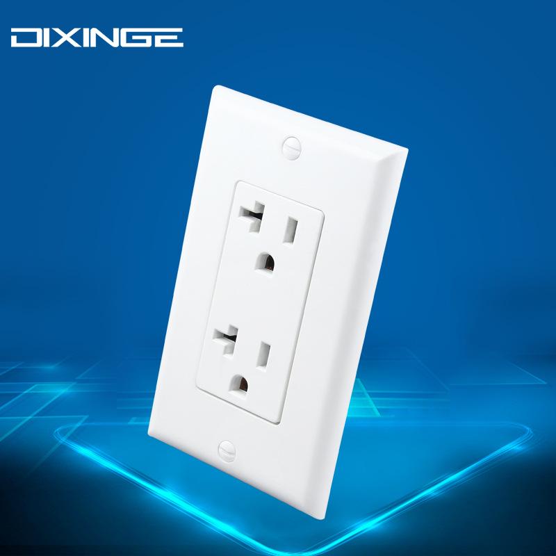US Certified 20A NEMA 5-20R Double Gang Power Outlet