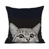 European Linen Cat Print Sofa Pillow Cover