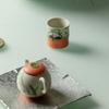 Handmade Ceramic Tea Cup Warm Orange Cat Under Flower Bamboo Style 200ml Lovers