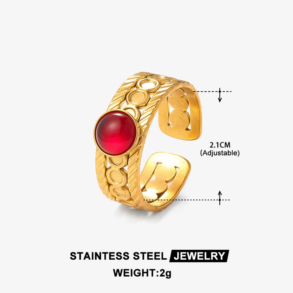 Bohemian Style Adjustable Titanium Ring - Turquoise, Stainless Steel, Non-fading