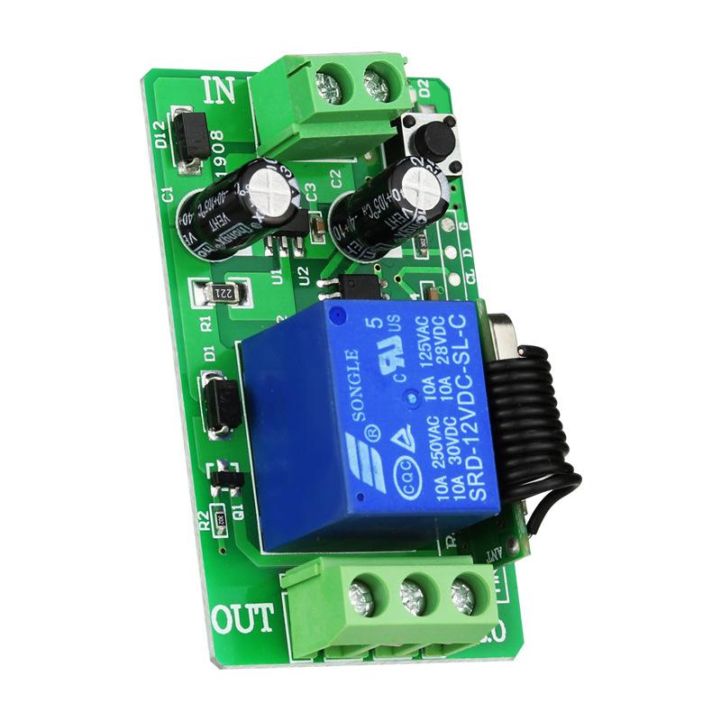 12V DC Single Channel Remote Switch with Long-Range Wireless Door Button.