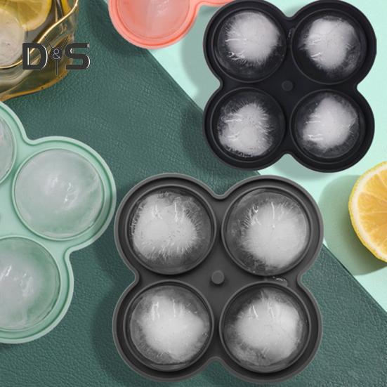 

Силиконовый поднос для ледяных шариков с крышкой-воронкой, 4 полости, пищевой холодильник, летний коктейль, виски, форма для приготовления кубиков льда, кухонные принадлежности циан