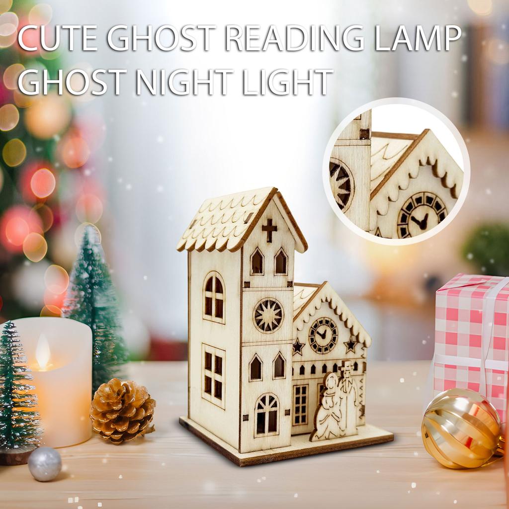 Christmas Glowing Wooden House Decoration Holiday Desktop Decoration Suitable For Holiday Parties And Home Decor Christmas Gifts