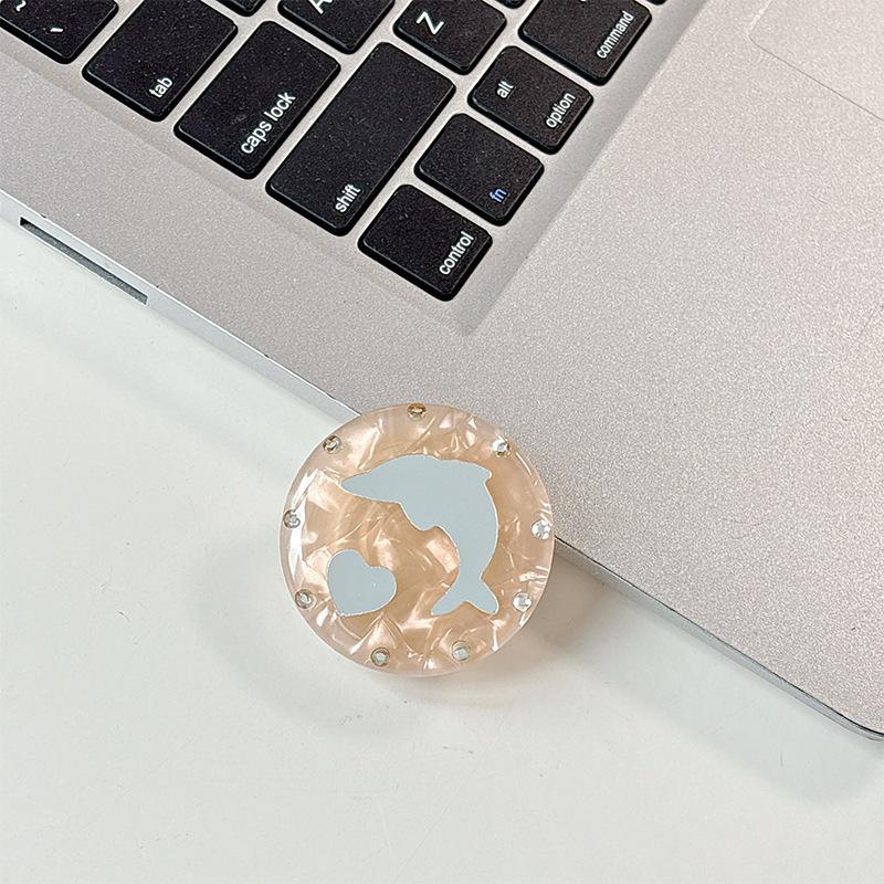 Rhinestone Dolphin Heart Mirror Magnetic Phone Holder - Stylish Desktop Accessory for Women