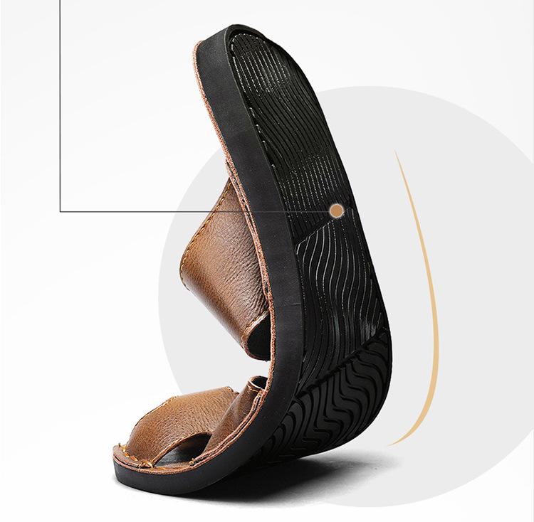 2026 Men's Casual Soft Sole Non-slip Leather Beach Slippers