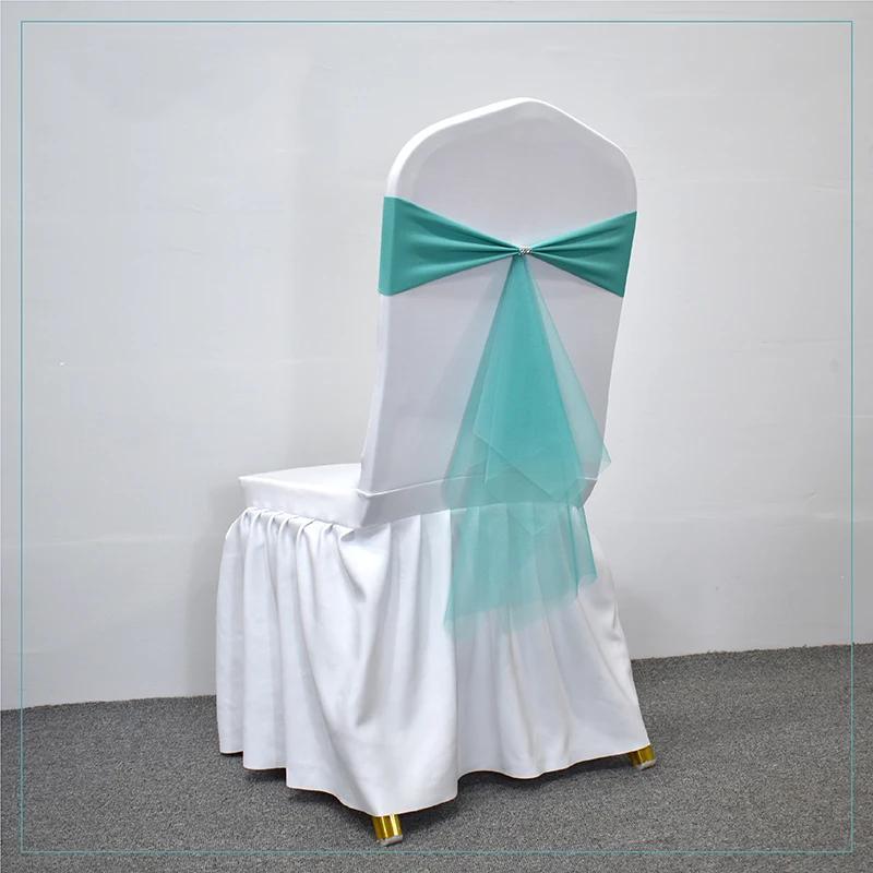 10/50 pièces Stretch Spandex Nœuds de Chaise avec Ruban Organza à Nouer Pour Banquet Fête Mariage Élastiques Écharpes de Chaise