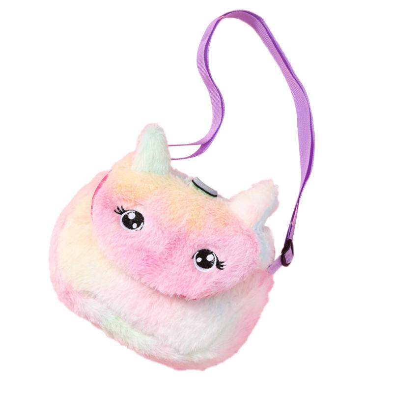 Kids Lovely Shoulder Bag Children Plush Cartoon Single Horned Horse Messenger Bag Coin Purse
