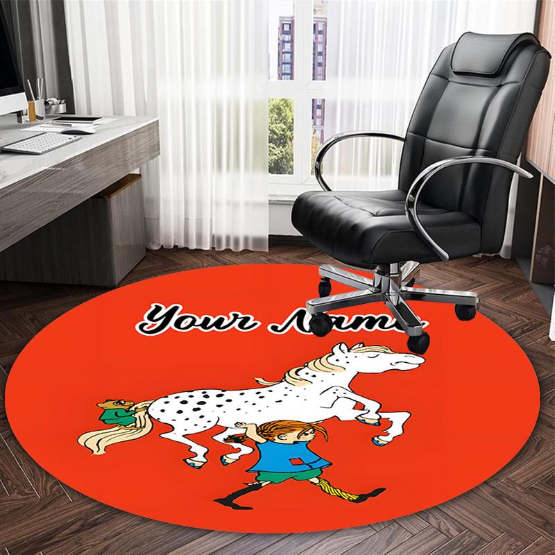 Customizable Pippi Longstocking1 Round Non-Slip Carpet - Ideal for Garden, Picnic, Office, Perfect for Decoration, Suitable For All Seasons