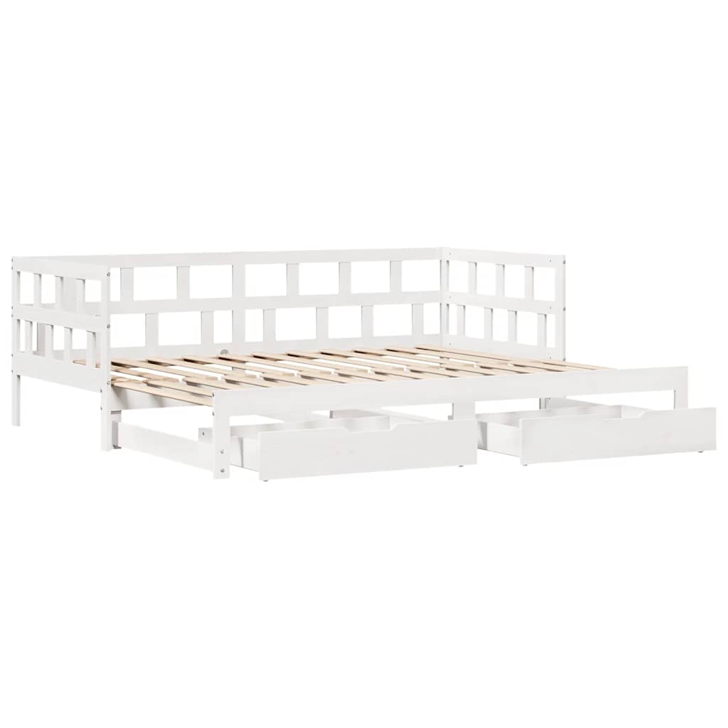 2 In 1 Pull Out Daybed with Drawers Without Mattress White 90x190 Cm