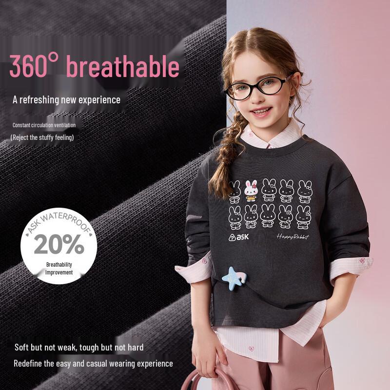 ASK JUNIOR Girls 2026 Spring Tie-Dye Long Sleeve T-Shirt 150