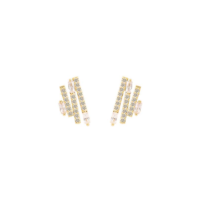 2025 Korean Simple Stud Earrings - Silver Needle Rhinestone Versatile Design for Women