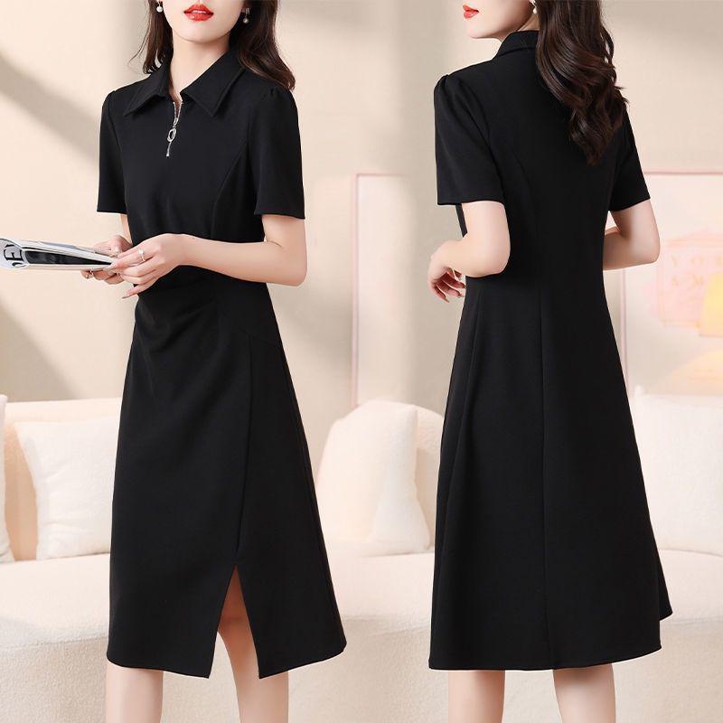 Plus Size Summer Women's Casual Irregular Polo Dress - Mid-Length Slimming Style