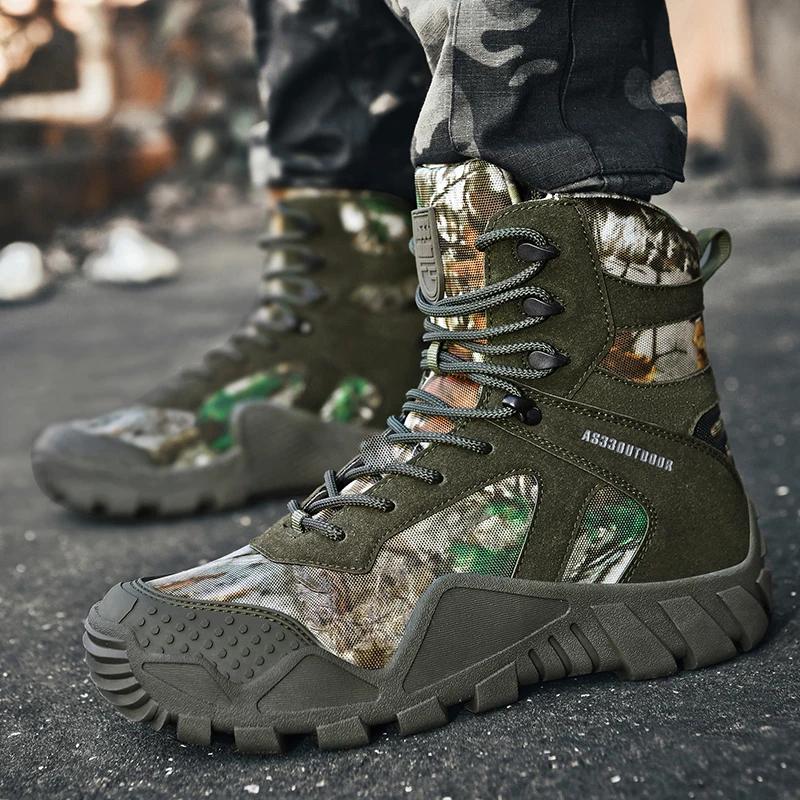 Fashion Men Tactical Boots Lace Up Waterproof Climbing Hiking Shoes Motorcycle Training Army High Quality Hunting Unisex Desert Boot