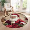Christmas Round Floor Mat Suitable for Bedrooms Balcony Decorate Room Dining Room Antislip Round Carpet Decorate Offices