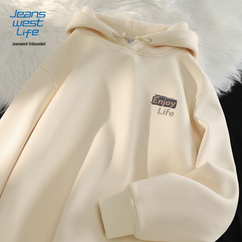 

JEANSWEST LIFE Men s Letter Print Hooded Sweatshirt 2XL