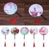 Chinese Style Round Hand Fan Vintage Bamboo Dancing Fan Elegant Party Decor Prop for Home and Wedding