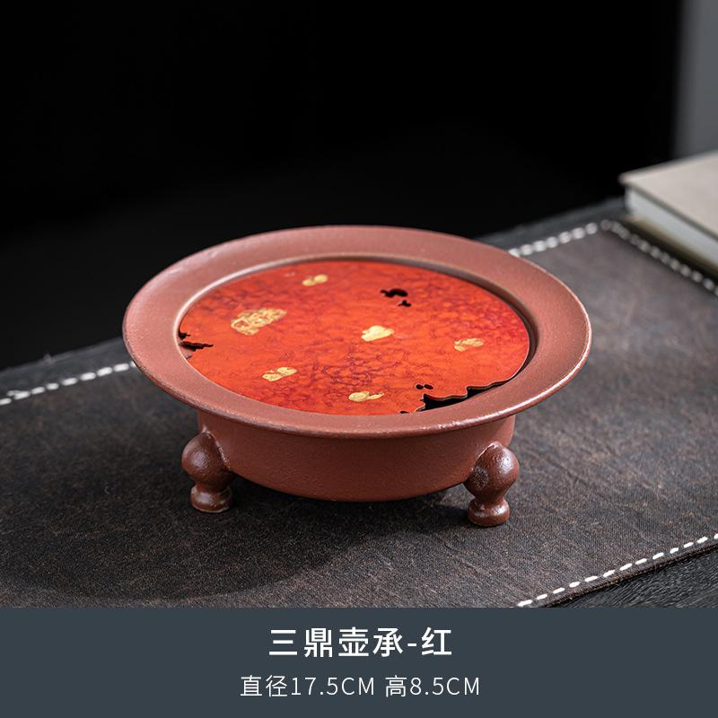 

Chinese retro copper three-legged tray household water storage tea table purple clay pot tray small tea tray красный