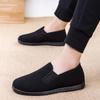 Winter Men's Thickened Velvet-Lined Breathable Cotton Cloth Shoes - Black Sole