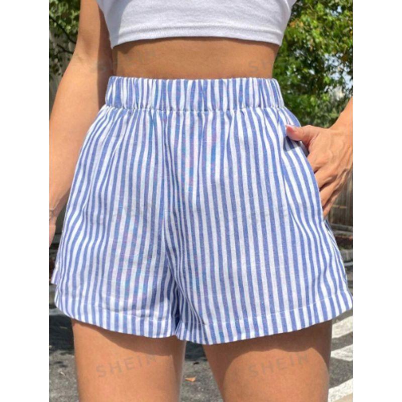 Striped Wide Leg Set Fashion Summer Women's Clothing Fashion Round Neck Sleeveless Casual Stripes Wide Leg Suit