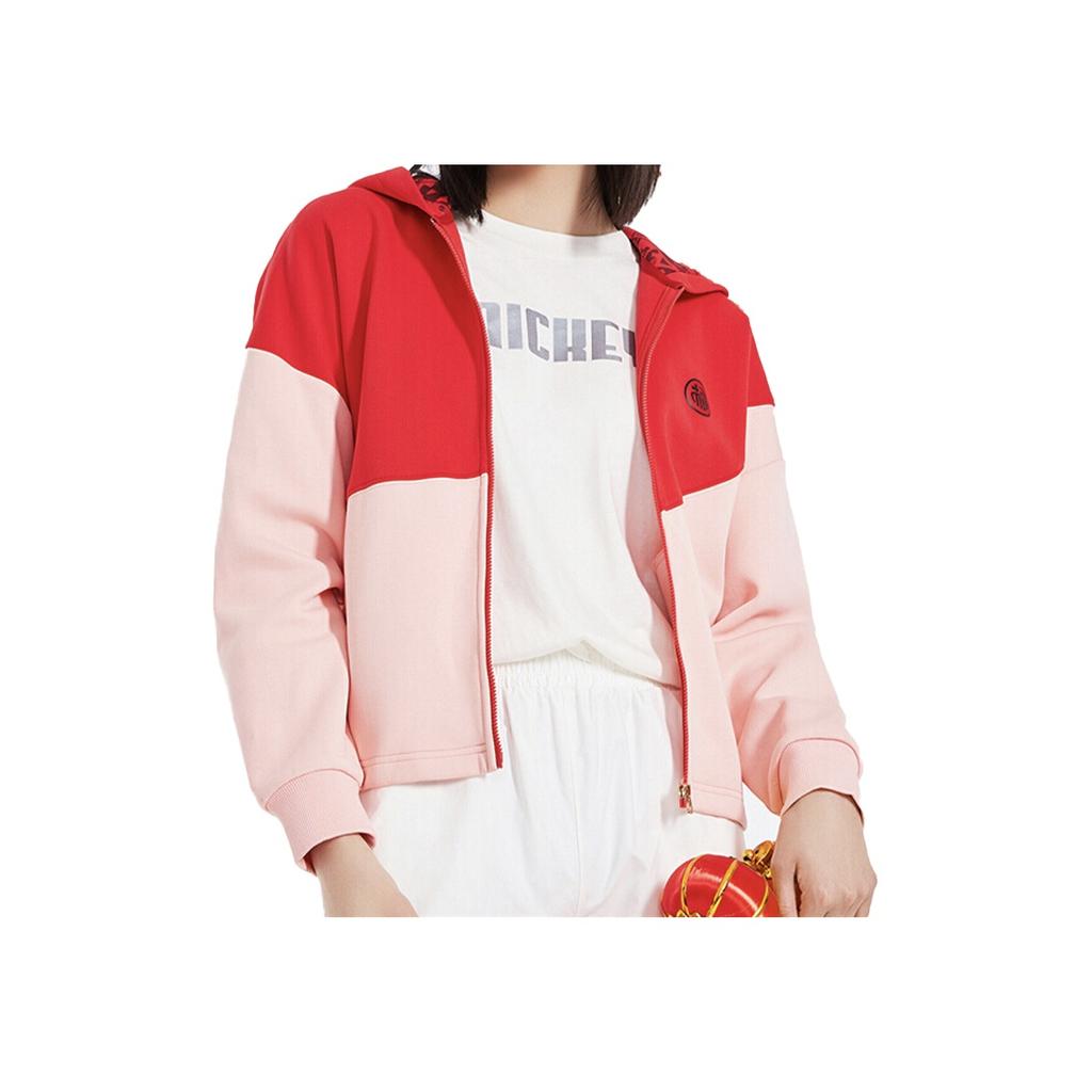 Li Ning X Disney Loose Fit Hoodie Jacket Women Outerwear Cherry-Blossom-Red AWDQ004-2