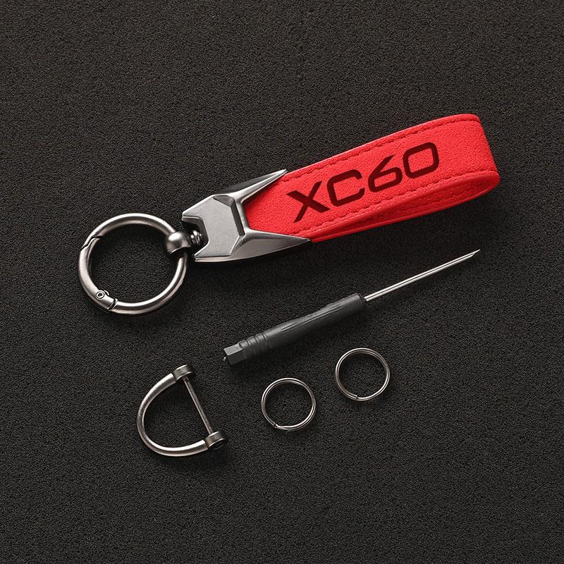 High Grade Suede Leather Car Keychain Key Rings Custom Gift 3D Imprinting with XC60 Logo For Volvo XC60 Car Accessories