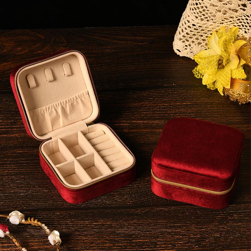 Elegant Velvet Jewelry Box with Mirror for Necklaces, Rings, and Earrings