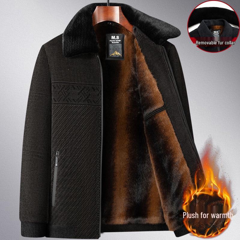 Men's Wool Blend Winter Jacket - Warm, Thickened Coat for Dad or Grandpa