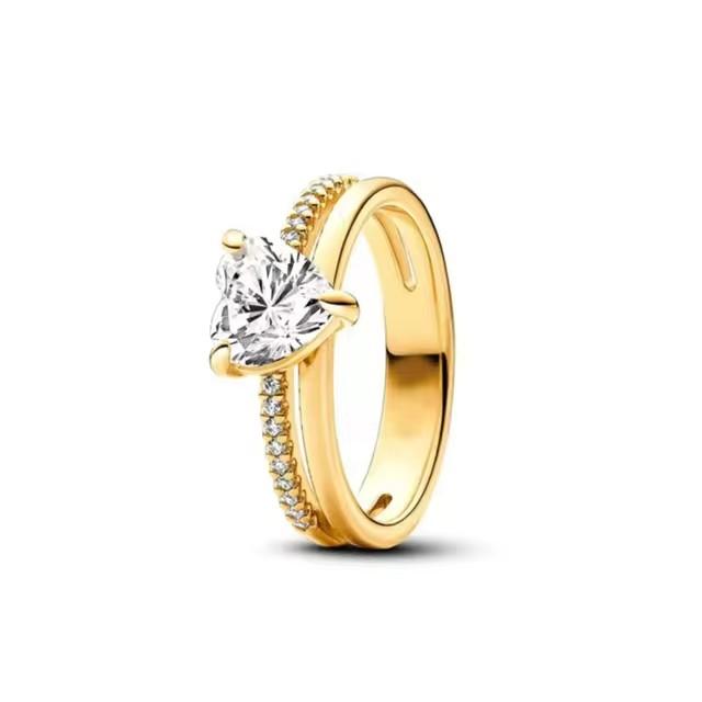 

New 925 Silver Rings 18K Gold Plated Water Drop Shaped Square Heart Zircon Ring For Women Original Silver 925 Ring Jewelry Gift 9