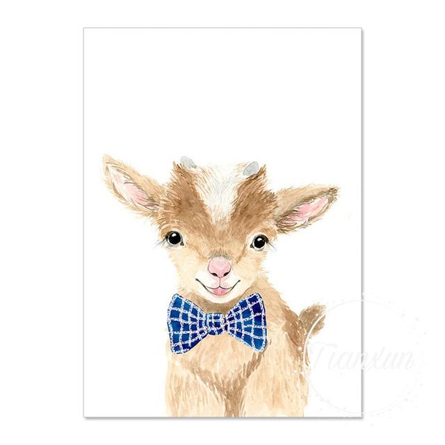 Blue Bow Tie lovely Animal Canvas Painting With Poaters And Prints Wall Art Tiger Picture For Boys Room On The Wall Room Decor No Frame