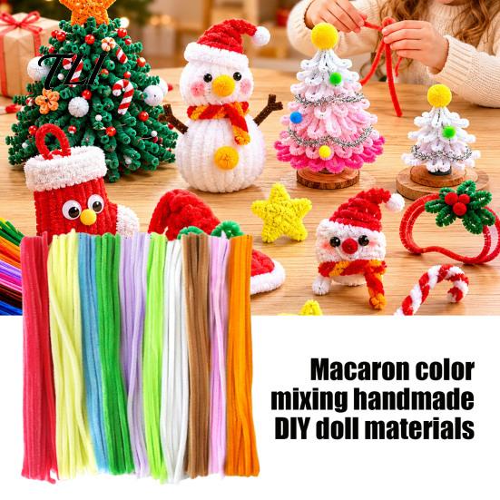 Decorative Plush Strips for Crafts 100Pcs Pipe Cleaners Handicrafts, Flexible Chenille Stems DIY Artistic Floral Supplies Art Projects, Multi-colored