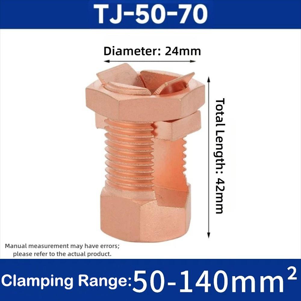 New TJ Series Split Bolt Connector Sturdy Durable Copper Split Bolt Screw Terminal