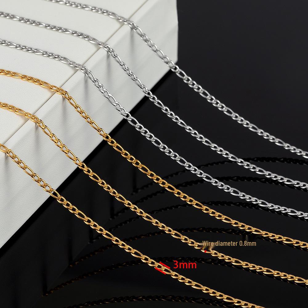 Stainless Steel Non-Fading Titanium DIY Cuban Figaro Necklace Chain