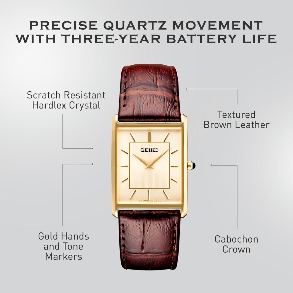 Seiko Orologio da Uomo Elegante SWR064 Acciaio Inossidabile Quarzo Cinturino in Pelle Marrone Taglia 10