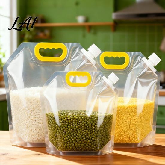 Kitchen Countertop Storage 5PCS Grain Bag with Handle Large Capacity Cereal Container Vertical Standing Reusable Food Container Organizer Moisture