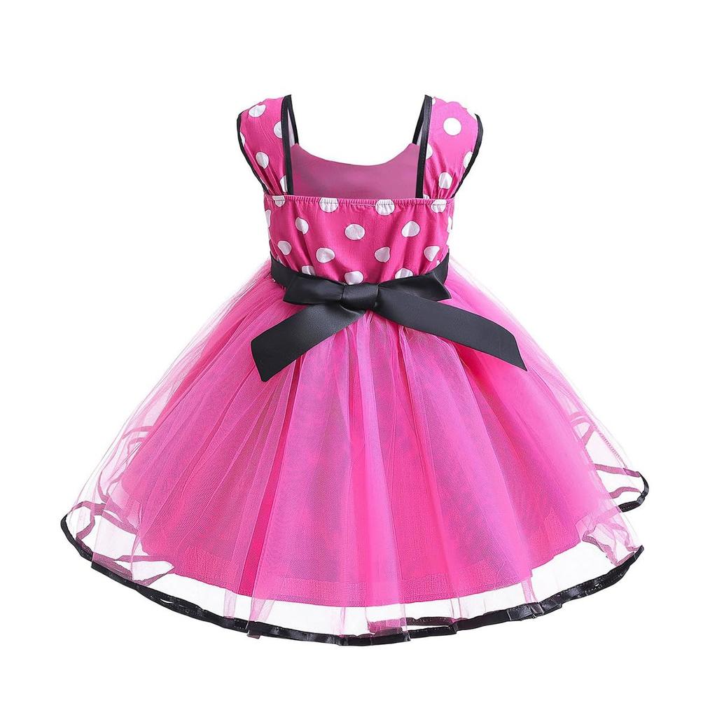 [MUXIU] Minnie Mouse Halloween Costume for Girls, Cute and Popular Polka Dot Skirt, Short Sleeves, Bow Tie, Party, Dance Costume, Photo Shoot,
