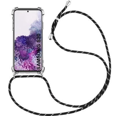 Coque de Protection Souple - PROSHOP - pour Samsung Galaxy S20 - Transparent-Noir - Antichoc - Cordon de Serrage