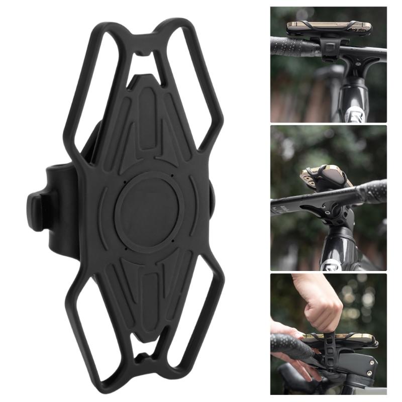 Elastic Silicone Cycling Phone Mount Nonslip Edges Secure for 4-7Inch Smartphones Vibrations Resistance