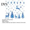 Blue Christmas Theme Party Supplies Watercolor Window Sticker, Non Adhesive Elk Snowflake Tree Removable PVC Holiday Decorations Wall Decal,