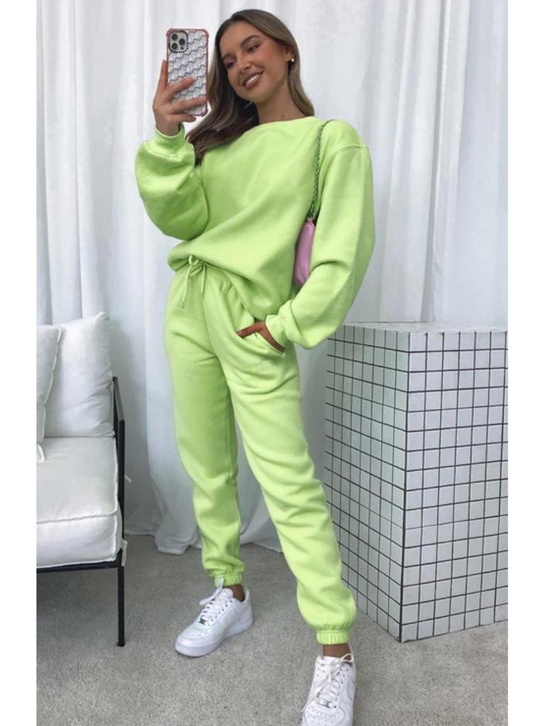 European Winter Women's Printed Hoodie & Pants Set