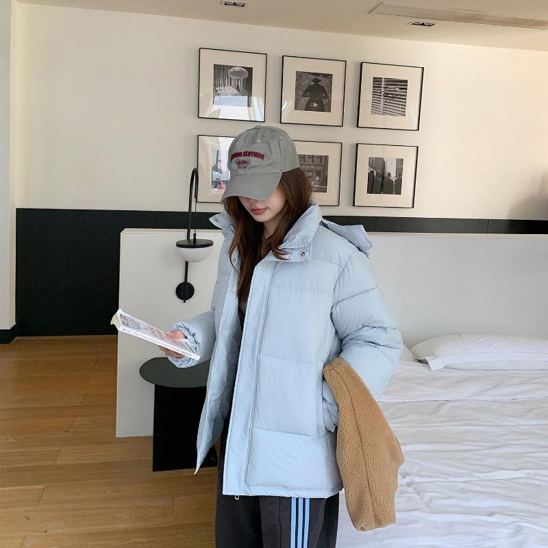 

Спортивная простая хлопковая одежда женские короткие модели новая хлопковая одежда хлебная одежда свободные хлопковые куртки зимняя куртка тренд XXL светло-синий