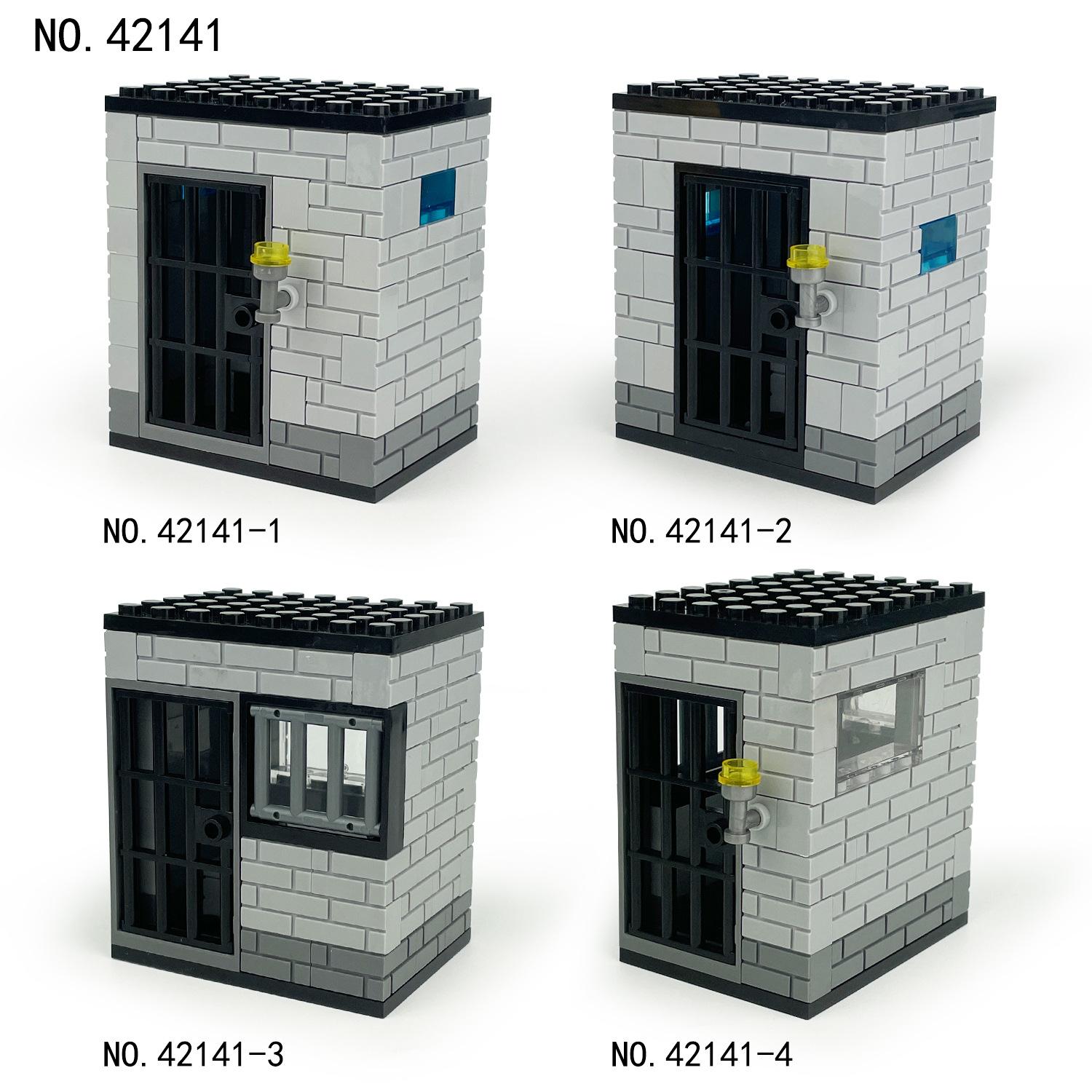 First-Class 4Pcs Superior-Grade Prison Cell Top-Grade Building-Set Top-Grade Construction-Blocks Collection Kit Top-Grade Police Space Facility